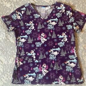 Disney scrub top- Olaf winter theme